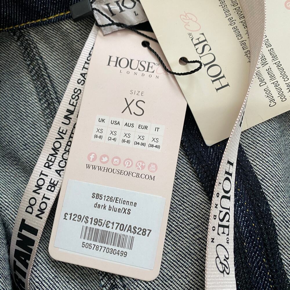 House of CB Dark Denim Etienne Jacket Mini Dress Blue Size XS NWT - Picture 6 of 6